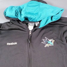 San Jose Sharks Reebok NHL Full Zip Hoodie Large Hockey Sportswear Athletic Gift picture