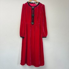 Saloni Camille Heart Embellished Velvet Dress Women Size 12 Magenta Pink Black picture