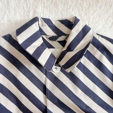 MACKINTOSH Made in Scotland Navy Cream Diagonal Stripe Bonded Cotton Coat 36 picture