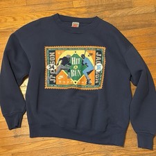 Vintage 1988 Nike Bo Jackson Hit & Run Sweatshirt Navy Made USA Gray Tag L picture