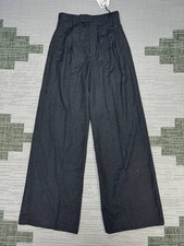 Zara Into the Classics Pleated Wide Leg Pants Womens XS Black Wool High Rise NEW picture