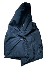 Planet by Lauren G Black Oversized Asymmetrical Hooded Nylon Jacket, One Size picture