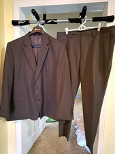 Haggar Men's Tailored Fit 2-Piece Suit Herringbone Gray 52R 40x30 picture