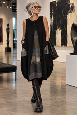 NWT Terra SJ Apparel L Black Lagenlook Art to Wear Bubble Dress Avant Garde NEW picture