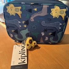 Kipling 100 Pens Case Pencil Accessory Polyester AC7252 Dino Villa Multi NWT $54 picture