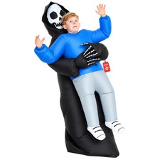 Kids Grim Reaper Pick Me Up Inflatable Costume Boys Girls Halloween Blow Up Suit picture