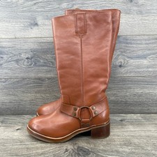 Frye Camryn Tall Harness Boots Cognac Brown Leather Womens 7M FR2136-COGN picture