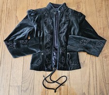 Elie Tahari Women's Fitted Victorian Gothic Brown Velvet Jacket Size Small picture