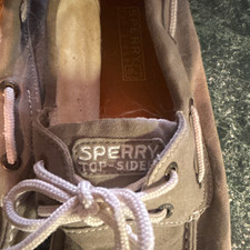 Sperry Top-Sider Men’s Gray Canvas Boat Shoes Lace-Up Rubber Sole 6.5 M picture