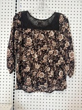 Floral Boho Blouse With Black Crochet Yoke By Denim & Supply Ralph Lauren XS picture