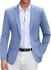 Mens Casual Blazer Slim Fit Suit Jacket Lightweight One Button Sport Coats picture