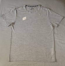 Hurley Men's Gray Solid Logo Jersey Knit Round Neck Short Sleeve T-Shirt L picture