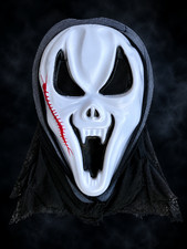 Ghost Face Halloween Mask White Scary Scream Horror Costume Mask with Red Stitch picture