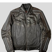 Vintage Prada Sport Linea Rossa Leather Jacket Art SYV073 Moto Biker Black [M] picture