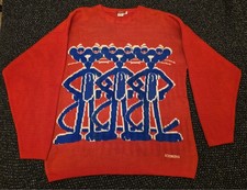 VTG 90’s ICE.Iceberg Big Graphic Pink Panther Acrylic Knitwear Sweater Size XL picture
