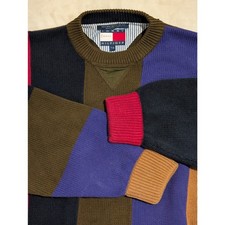 Vintage Tommy Hilfiger Colorblock Stripe Knit Sweater Mens Large 90s picture
