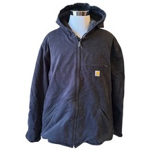 Carhartt Sierra Jacket Mens 3XL Tall Black Sherpa Lined Hooded Duck 104392 picture