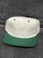 Vintage Custom Blank KC Brand White Green Wool Snapback Baseball Hat picture