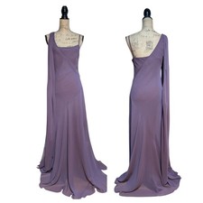 Vintage Maria Grachvogel 100% Silk Maxi Dress Lilac Mauve One Shoulder Gown UK picture