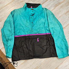Eddie Bauer Vintage Men’s Colorblock Nylon Full Zip Windbreaker Zipped Pockets L picture