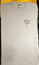 Stüssy Men’s M Gray Crew Neck Short Sleeve “Martini Glass” Tee NWOT  picture