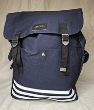 Jean Paul Gaultier Nautical Flap Backpack Navy Blue Canvas Travel Bag School NEW picture