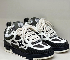 L V Black/White Logo Lace-Up Low Top Athletic Sneakers Men’s US 10.5 picture