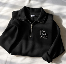 LA baseball logo embroidered quarter-zip sweatshirt – custom embroidery availabl picture