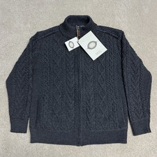 NEW Aran Sweater Market Irish Crafts Merino Wool Sweater Mens Large Gray NWT picture