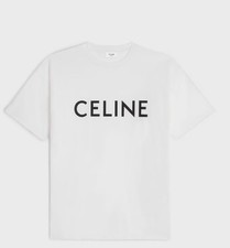 CELINE Men’s White/Black Crew Neck Short Sleeve Logo Print T-Shirt picture