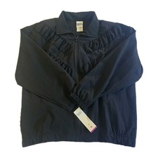 Vtg 80s Deadstock Teddi Sport Black Windbreaker Track Aerobics Jacket Womens M picture