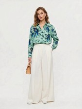 RARE Vintage ESCADA Margaretha Ley Silk Blouse Horse Print Emerald Green Size 44 picture