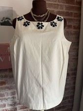 New RSVP by Talbots Off White Sleeveless Shell Top Floral Sequin 14Plus picture