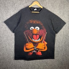 Vintage Sesame Street Shirt Mens XL Black 90s Animal Shadow Jim Henson Art USA picture