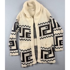 Vintage 70's Sturbridge Shawl Collar Geometric Cardigan Sweater S/M Cream Aztec picture