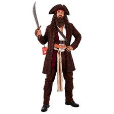 Men`s Caribbean Pirate Captain Costume + Hat + Wig Jack Sparrow M - XL Halloween picture