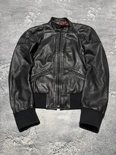 Vintage Dolce&Gabbana Y2K Avant Garde Metall Logo Leather Jacket Womens Size 38 picture