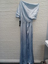 NEW Amsale Draped Off The Shoukder Gown In Ice Size 4 US picture