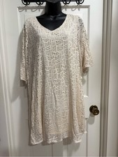 Easel Women’s Crochet Cream Knit Tunic Dress Size M picture