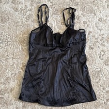 Vintage 2000's Dolce & Gabbana Black Satin Corset Top Zip Bow Small picture