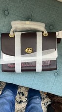 COACH Parker Burgundy Leather Handbag Gold Turn Lock Animal Print picture