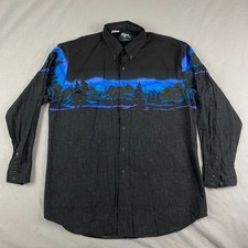 Vintage Roper Border Shirt Mens XL Western Cowboy Rodeo Horse USA Button Up picture