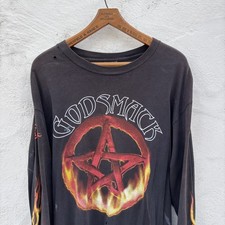 Vintage Y2K Distressed Godsmack 1999 Tour Long Sleeve Flame T-Shirt Size Large picture
