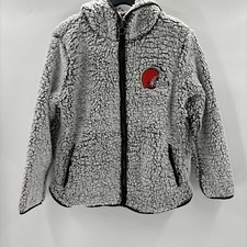 NWT NFL Women’s Full Zip Cleveland Brown Fleece Jacket Grey Size M picture