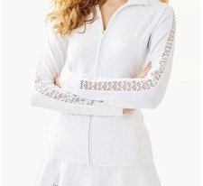 NWT Lilly Pulitzer CONNELLY TENNIS JACKET Resort White Luxletic Lace Sleeve MED picture