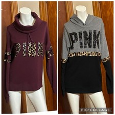 2 Victoria’s Secret PINK Sequin Bling Pullover Sweatshirts - Size S picture