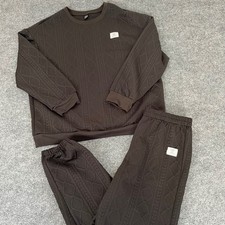 Shein Mens Brown Textured Cable Knit Sweatshirt and Joggers Lounge Set Size L picture