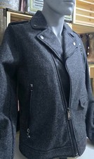  RARE Schott Nyc  Biker Wool Melton Grey New With Tags DEAD Stock Size Large  picture