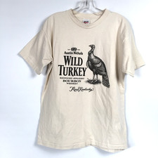 Vtg Anvil Wild Turkey Shirt Large Bourbon Whiskey Crew Single Stitch FLAW picture