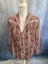 Vtg 70s Shelly's California Tall Girls Peasant Blouse L Paisley Boho Top Hippie picture